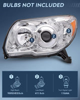 Nilight 2006 2007 2008 2009 Toyota 4Runner Headlight Assembly Chrome Housing Amber Reflector, view 2
