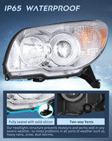 Nilight 2006 2007 2008 2009 Toyota 4Runner Headlight Assembly Chrome Housing Amber Reflector, view 4