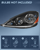 Nilight 2006 2007 2008 2009 2010 Toyota Sienna Headlight Assembly Black Housing Amber Reflector Clear Lens, view 2