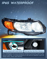Nilight 2006 2007 2008 2009 2010 2011 Honda Civic 2Door Coupe Headlight Assembly Black Case Amber Reflector Clear Lens, view 4