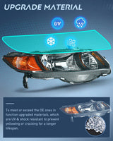 Nilight 2006 2007 2008 2009 2010 2011 Honda Civic 2Door Coupe Headlight Assembly Black Case Amber Reflector Clear Lens, view 5
