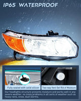 Nilight 2006 2007 2008 2009 2010 2011 Honda Civic 2Door Coupe Headlight Assembly Chrome Case Amber Reflector Clear Lens, view 4
