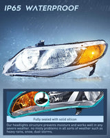 Nilight 2006 2007 2008 2009 2010 2011 Honda Civic Headlight Assembly Black Case Amber Reflector, view 4