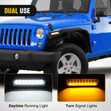 Nilight 2007 2008 2009 2010 2011 2012 2013 2014 2015 2016 2017 2018 Jeep Wrangler JK 2/4 Door Wide Flat Front Fender Flares w/LED Lights Turn Signal Lights DRL, view 4