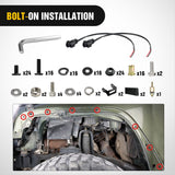 Nilight 2007 2008 2009 2010 2011 2012 2013 2014 2015 2016 2017 2018 Jeep Wrangler JK 2/4 Door Wide Flat Front Fender Flares w/LED Lights Turn Signal Lights DRL, view 5