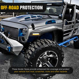 Nilight 2007 2008 2009 2010 2011 2012 2013 2014 2015 2016 2017 2018 Jeep Wrangler JK 2/4 Door Wide Flat Front Fender Flares w/LED Lights Turn Signal Lights DRL, view 6