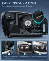 Nilight 2007 2008 Dodge Ram 1500 2007 2008 2009 Ram 2500 3500 Headlight Assembly Black Case Clear Reflector, view 3
