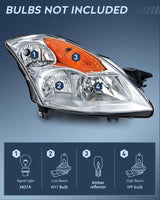 Nilight 2007 2008 2009 Nissan Altima Sedan 4Door Headlight Assembly Chrome Housing Amber Reflector Clear Lens, view 2