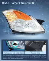 Nilight 2007 2008 2009 Nissan Altima Sedan 4Door Headlight Assembly Chrome Housing Amber Reflector Clear Lens, view 4
