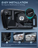 Nilight 2007 2008 2009 Dodge Ram Headlight Assembly 2 Pack Compatible with 2006 2007 2008 Dodge Ram 1500 2006 2007 2008 Dodge Ram 2500 3500 Headlight Assembly Chrome Housing Clear Reflector Clear Lens, view 3