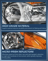 Nilight 2007 2008 2009 Nissan Altima 4Dr Sedan Headlight Assembly Black Housing Amber Reflector Clear Lens, view 6