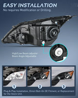 Nilight 2007 2008 2009 2010 2011 Honda CRV Headlight Assembly Black Housing Amber Reflector, view 3