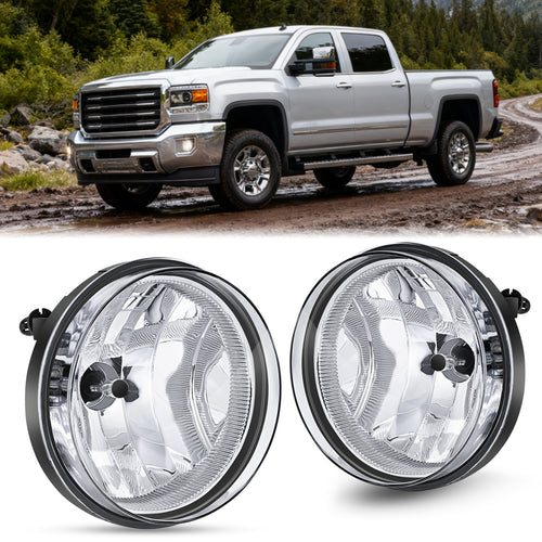 Nilight 2007 2008 2009 2010 2012 2013 GMC Sierra 1500 2007 2008 2009 2010 2012 2013 2014 Sierra 2500HD 3500HD Fog Lights Assembly Clear Lens 880 27W Bulbs