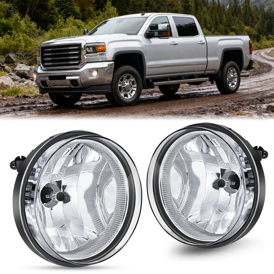 Nilight 2007 2008 2009 2010 2012 2013 GMC Sierra 1500 2007 2008 2009 2010 2012 2013 2014 Sierra 2500HD 3500HD Fog Lights Assembly Clear Lens 880 27W Bulbs