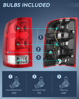 Nilight 2007 2008 2009 2010 2011 2012 2013 GMC Sierra 1500 2500HD 3500HD Tail light Assembly Rear Lamp Replacement OE Style Driver Side, view 2