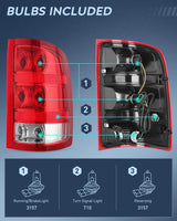 Nilight 2007 2008 2009 2010 2011 2012 2013 GMC Sierra 1500 2500HD 3500HD Tail light Assembly Rear Lamp Replacement OE Style Passenger Side, view 2
