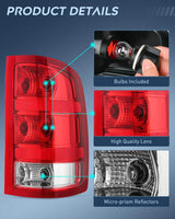 Nilight 2007 2008 2009 2010 2011 2012 2013 GMC Sierra 1500 2500HD 3500HD Tail light Assembly Rear Lamp Replacement OE Style Passenger Side, view 6