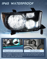 Nilight 2007 2008 2009 2010 2011 2012 Toyota Tundra 2008 2009 2010 2011 2012 2013 Sequoia Headlight Assembly Black Housing Amber Reflector Clear Lens, view 4
