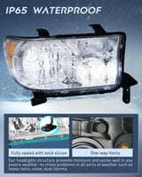Nilight 2007 2008 2009 2010 2011 2012 2013 Toyota Tundra 2008 2009 2010 2011 2012 2013 2014 2015 2016 2017 Sequoia Headlight Assembly Chrome Housing Amber Reflector Clear Lens, view 4