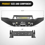 Nilight 2007 2008 2009 2010 2011 2012 2013 Toyota Tundra Front Bumper Full Width Solid Steel with Winch Plate 120W LED Light Bar 2Pcs 18W Light Pods, view 2