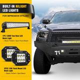 Nilight 2007 2008 2009 2010 2011 2012 2013 Toyota Tundra Front Bumper Full Width Solid Steel with Winch Plate 120W LED Light Bar 2Pcs 18W Light Pods, view 6