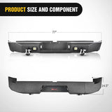 Nilight 2007-2010 2011 2012 2013 Toyota Tundra Rear Step Bumper Full Width Textured Black Solid Steel Off-Road with 2Pcs Upgraded 18W LED Lights D-Rings, view 2