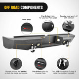 Nilight 2007-2010 2011 2012 2013 Toyota Tundra Rear Step Bumper Full Width Textured Black Solid Steel Off-Road with 2Pcs Upgraded 18W LED Lights D-Rings, view 5