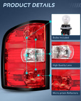 Nilight 2007 2008 2009 2010 2011 2012 2013 2014 Chevy Silverado 1500 2500HD 3500HD 2007 2008 2009 2010 2011 2012 2013 GMC Sierra 3500HD Tail light Assembly Rear Lamp w/Bulbs and Harness Driver Side, view 6