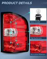 Nilight 2007 2008 2009 2010 2011 2012 2013 2014 Chevy Silverado 1500 2500HD 3500HD 2007 2008 2009 2010 2011 2012 2013 GMC Sierra 3500HD Tail light Assembly Rear Lamp Replacement w/Bulbs and Harness, view 6