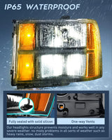 Nilight 2007 2008 2009 2010 2011 2012 2013 2014 GMC Sierra 1500 2500 3500HD Headlight Assembly Black Case Amber Reflector, view 5