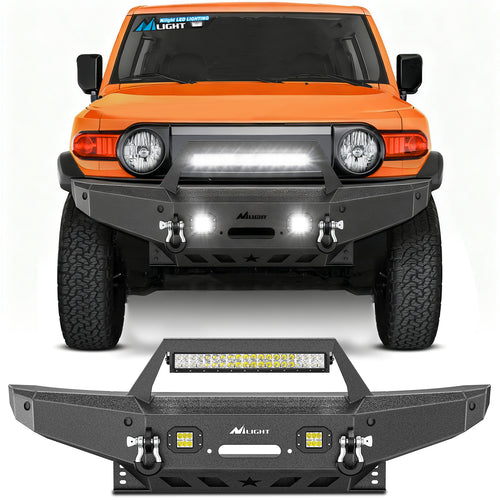 Nilight 2007 2008 2009 2010 2011 2012 2013 2014 Toyota FJ Cruiser Front Bumper Winch Plate Offroad 120W Light Bar 18W LED Light Pods 2 D-Rings