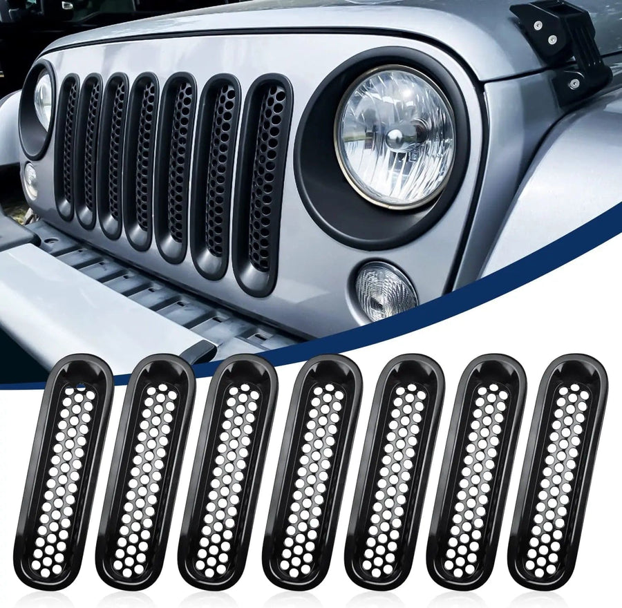 Nilight 2007 2008 2009 2010 2011 2012 2013 2014 2015 2016 2017 Jeep Wrangler JK Grill Clip-in Mesh Inserts Guard
