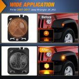 Nilight 2007-2017 Jeep Wrangler JK JKU 8LED Smoked Lens Amber Side Marker Light, view 5