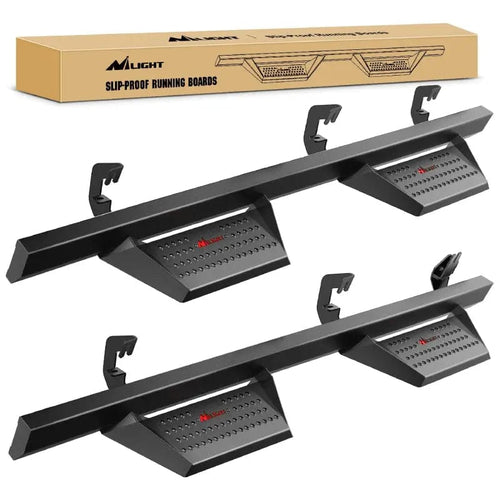 Nilight 2007-2018 Chevy Silverado GMC Sierra 1500 2007 2008 2009 2010 2011 2012 2013 2014 2015 2016 2017 2018 2019 Chevy Silverado GMC Sierra 2500HD 3500HD Crew Cab Running Boards 4 Inch Drop Side Steps Bolt-on Black Powder Coated