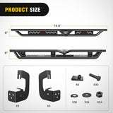 Nilight 2007-2018 Chevy Silverado/GMC Sierra 1500; 2007 2008 2009 2010 2011 2012 2013 2014 2015 2016 2017 2018 2019 Chevy Silverado/GMC Sierra 2500HD 3500HD Extended Running Boards Dual-Stage Textured Powder Coated Side Step Nerf Bars Running Boards, view 2