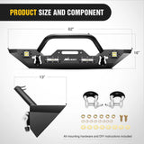 Nilight 2007 2008 2009 2010 2011 2012 2013 2014 2015 2016 2017 2018 Jeep Wrangler JK Front Rear Bumper Combo Rock Crawler with Hitch Receiver Upgraded LED Lights Off Road Textured Black, view 3