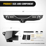 Nilight 2007 2008 2009 2010 2011 2012 2013 2014 2015 2016 2017 2018 Jeep Wrangler JK Front Rear Bumper Combo Rock Crawler with Hitch Receiver Upgraded LED Lights Off Road Textured Black, view 4