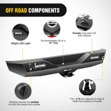 Nilight 2007 2008 2009 2010 2011 2012 2013 2014 2015 2016 2017 2018 Jeep Wrangler JK Front Rear Bumper Combo Rock Crawler with Hitch Receiver Upgraded LED Lights Off Road Textured Black, view 5