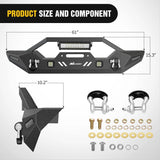 Nilight 2007 2008 2009 2010 2011 2012 2013 2014 2015 2016 2017 2018 Jeep Wrangler JK/JKU 2018-2025 JL/JLU 2020 2021 2022 2023 20024 2025 Gladiator JT Front Bumper with 72W LED Light Bar 2Pcs 18W Light Pod 2Pcs 18W Single Row Work Light Winch Plate, view 2