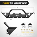 Nilight 2007 2008 2009 2010 2011 2012 2013 2014 2015 2016 2017 2018 Jeep Wrangler JK/JKU Front Bumper Rock Crawler Fog Lights Hole Winch Plate, view 2