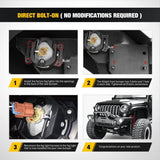 Nilight 2007 2008 2009 2010 2011 2012 2013 2014 2015 2016 2017 2018 Jeep Wrangler JK/JKU Front Bumper Rock Crawler Fog Lights Hole Winch Plate, view 4