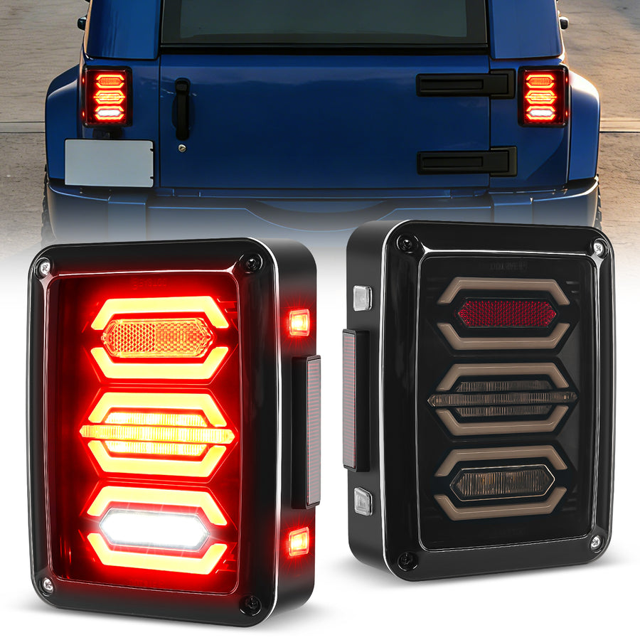 Nilight 2007-2018 Jeep Wrangler JK JKU Red White Tail Lights