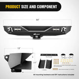 Nilight 2007 2008 2009 2010 2011 2012 2013 2014 2015 2016 2017 2018 Jeep Wrangler JK Rear Bumper Rock Crawler Bumper with Hitch Receiver 2Pcs Upgraded 18W LED Lights Off Road Textured Black, view 3