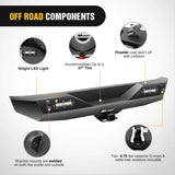 Nilight 2007 2008 2009 2010 2011 2012 2013 2014 2015 2016 2017 2018 Jeep Wrangler JK Rear Bumper Rock Crawler Bumper with Hitch Receiver 2Pcs Upgraded 18W LED Lights Off Road Textured Black, view 4