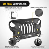 Nilight 2007 2008 2009 2010 2011 2012 2013 2014 2015 2016 2017 2018 Jeep Wrangler JK & Unlimited (2/4 Doors) Front Bumper Grill with Winch Plate 2Pcs 42W LED Work Light Pods Textured Black Solid Steel Off-Road, view 4