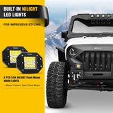 Nilight 2007 2008 2009 2010 2011 2012 2013 2014 2015 2016 2017 2018 Jeep Wrangler JK & Unlimited (2/4 Doors) Front Bumper Grill with Winch Plate 2Pcs 42W LED Work Light Pods Textured Black Solid Steel Off-Road, view 5