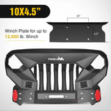 Nilight 2007 2008 2009 2010 2011 2012 2013 2014 2015 2016 2017 2018 Jeep Wrangler JK & Unlimited (2/4 Doors) Front Bumper Grill with Winch Plate 2Pcs 42W LED Work Light Pods Textured Black Solid Steel Off-Road, view 6