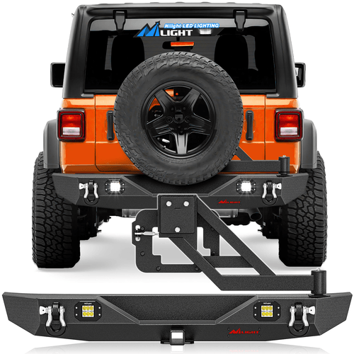 Nilight 2007 2008 2009 2010 2011 2012 2013 2014 2015 2016 2017 2018 Jeep Wrangler JK & Unlimited (2/4 Doors) Rear Bumper Hitch Receiver 2Pcs LED Lights Pods D-rings