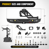 Nilight 2007 2008 2009 2010 2011 2012 2013 2014 2015 2016 2017 2018 Jeep Wrangler JK & Unlimited (2/4 Doors) Rear Bumper Hitch Receiver 2Pcs LED Lights Pods D-rings, view 2