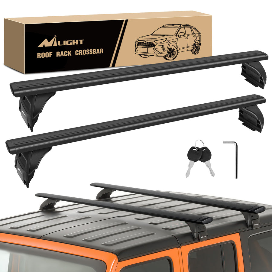 Nilight 2007 2008 2009 2010 2011 2012 2013 2014 2015 2016 2017 2018 Jeep Wrangler JK 2018 2019 2020 2021 2022 2023 2024 Jeep Wrangler; 2019 2020 2021 2022 2023 2024 Jeep Gladiator JT Roof Rack Cross Bars Aluminum Anti-Theft Lock
